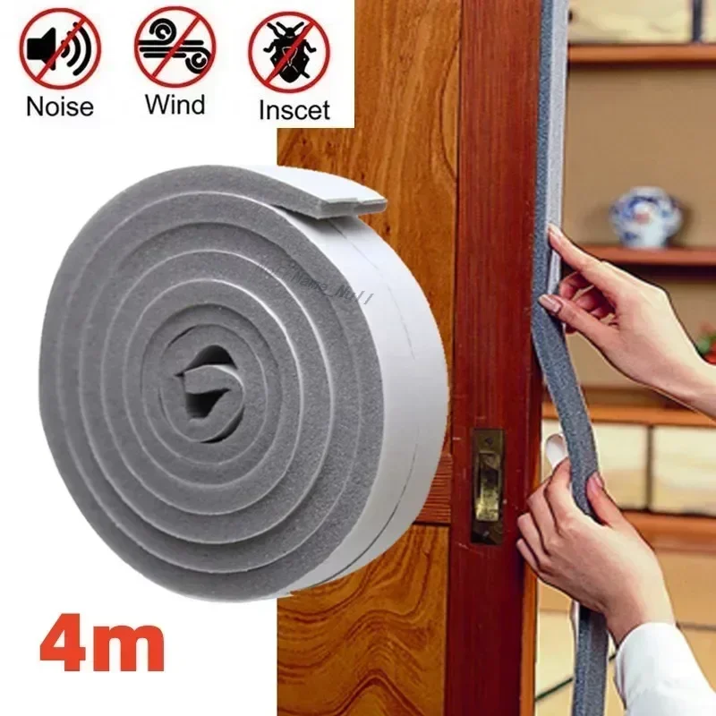 4m Door Window Sealing Strips Sound-Proof Door Window Foam Back Noise Insulation Excluder Tape Dust-proof Seam Sealing Strip