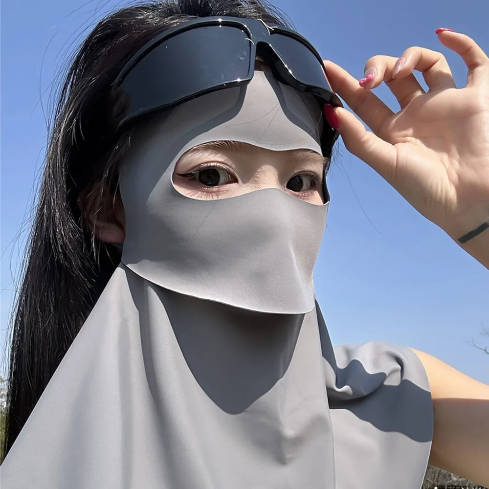 

Thin Breathable Full-Face Sunscreen Veil UPF 50+ Summer Ice Silk Face Cover Outdoor Anti UV Neck Wrap Cover Cycling