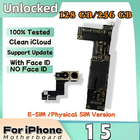 Fully Unlocked Authentic Mainboard For iPhone 15 Motherboard Clean ICloud With/Without Face ID IOS System Logic Board