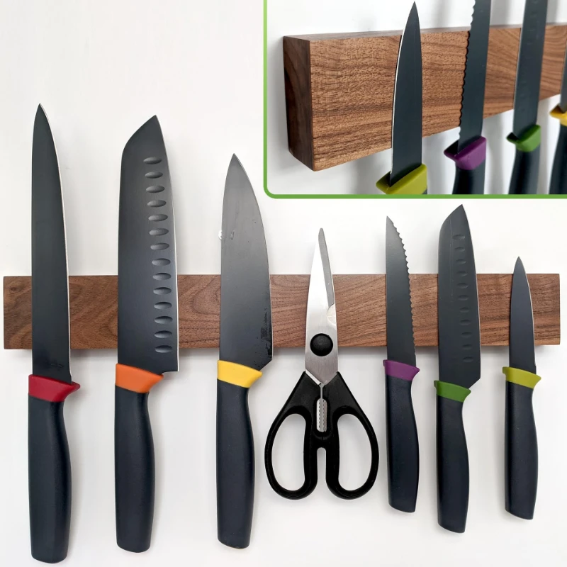 Wide Wood Magnetic Knife Holder Wall Mount Kitchen Magnet Magnetic Knife Holder Bar Rack Knives Organizer 30cm 40cm