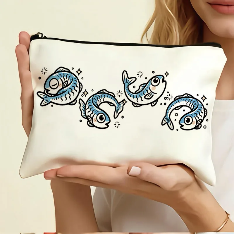 

1 шт., креативная холщовая сумка для студенческой ручки с пузырьками, сардина, портативная сумка для хранения мелких предметов для прогулок и легкой организации