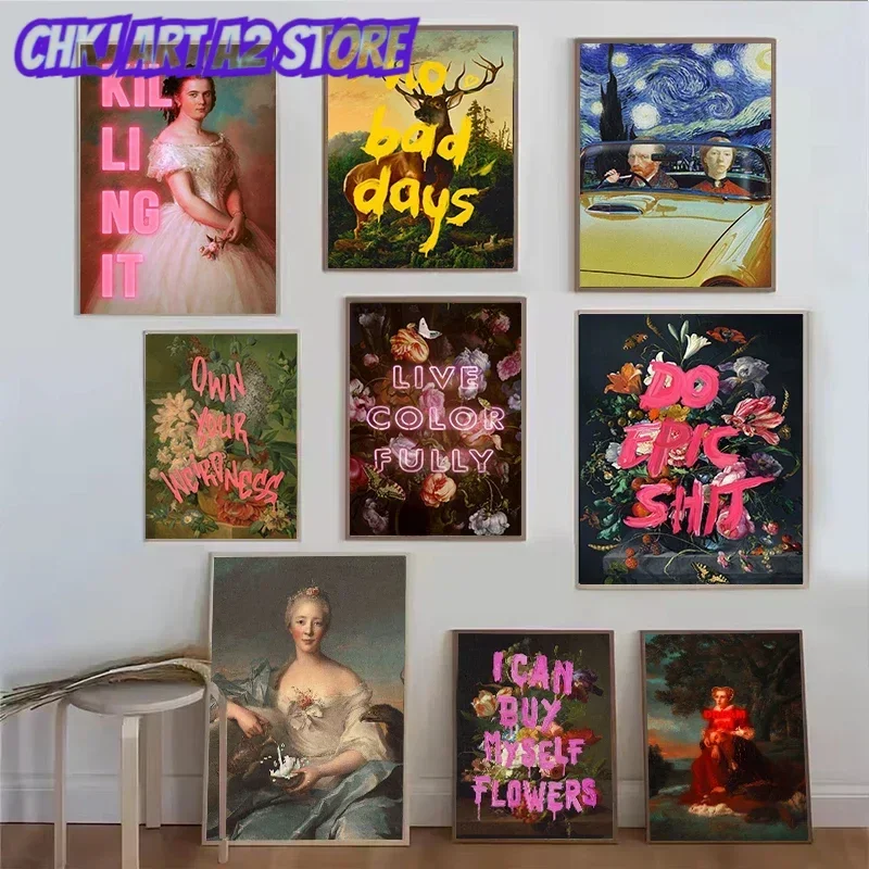 Vintage Pop Poster Do Epic Shit Wall Art Canvas Painting Renaissance Art Picture for Living Room Bar Living Room Decoration