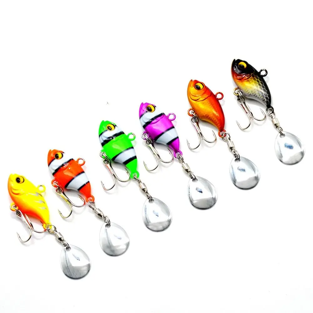 1pc Treble Hook Metal Fishing Bait Spoon Metal Wobblers Crankbaits VIB Lure electroplated Vibration Spoon Fishing Lure