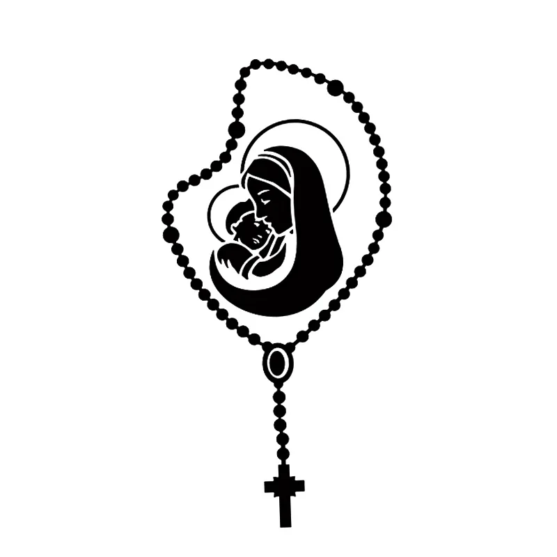 17 * 8.4cm rose bead baby Jesus and Mary religious church faith design new hot selling vinyl car waterproof sticker