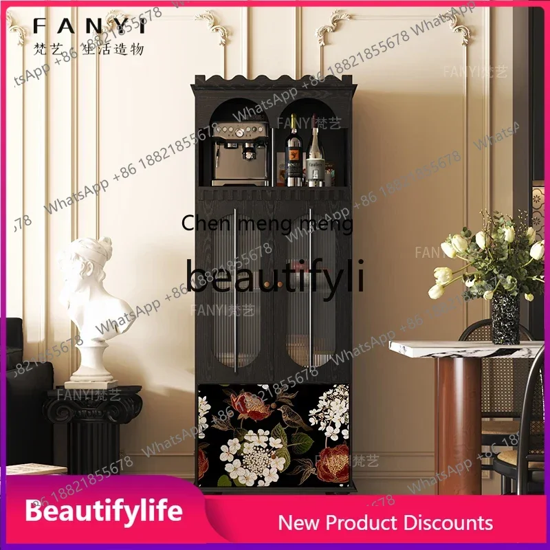 CC Chinese Style Solid Wood Dining Wine Cabinet Living Room Sofa Side Cabinet Storage Tea Cabinet Customization