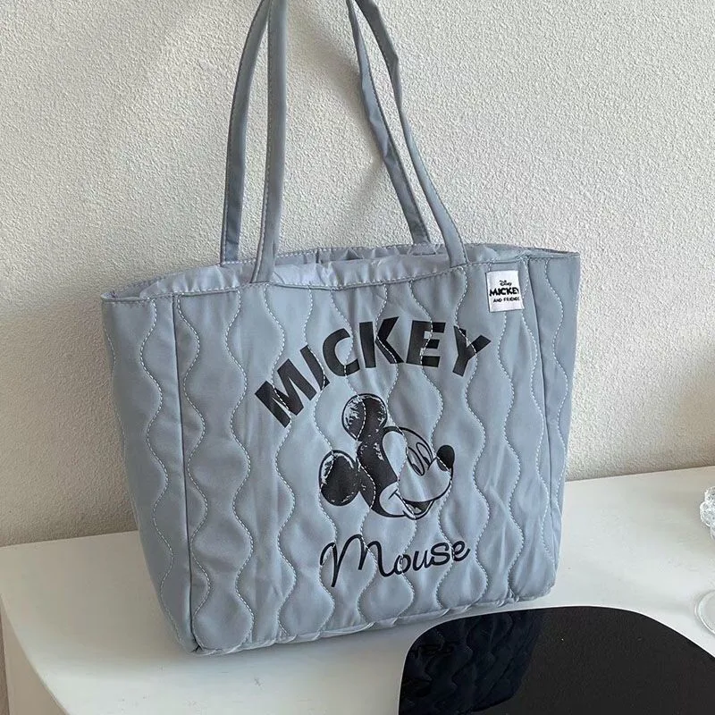 Mickey Print High Capacity Tote Disney Cartoon Girl Casual Blue One Shoulder Bag Female Fashion Big Handbag Outdoor Bags Mother