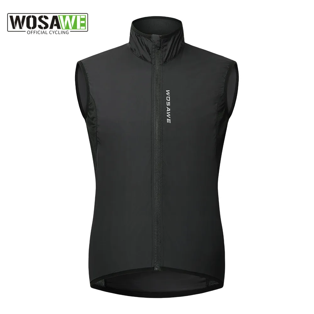 WOSAWE Women Reflective Cycling Vest Solid Woven Sportswear Men Cycling Windbreaker Water Repellent Windproof MTB Bike Jacket