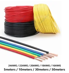 5-50M PVC Copper Wire 24 22 20 18 16 AWG Flexible RV Copper Cable Eletrical Wire For DIY Electronic Equipment Motor LED Strip