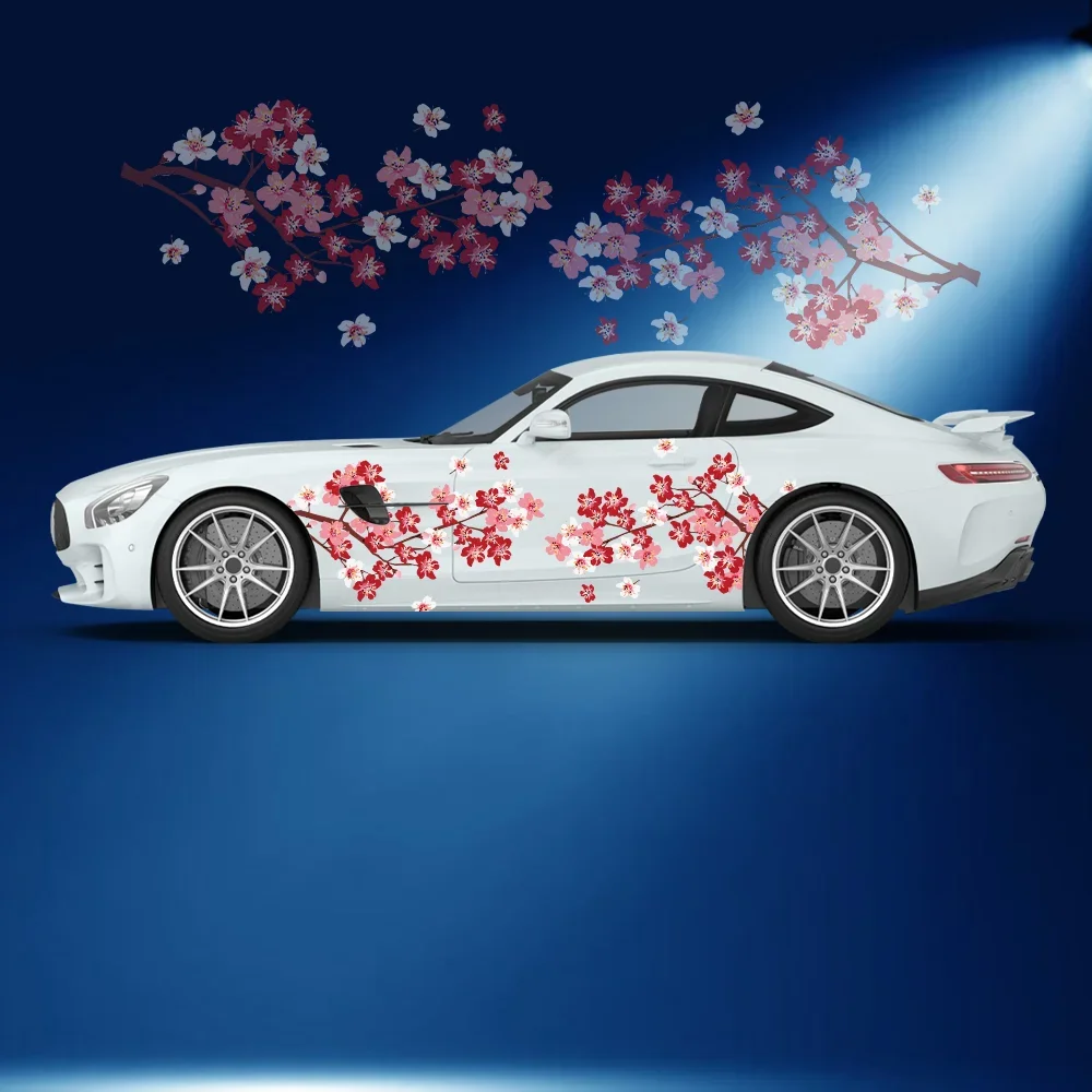 

Cherry Blossoms Pink Flower Car Side Sticker Vinyl Self-adhesive Paper Motorsport Paint Decal Suitable for Truck Suv Decoration