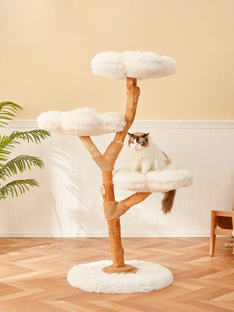 Meow want tree cloud cat climbing frame large tree jumping platform integrated luxury solid wood shelf nest does not