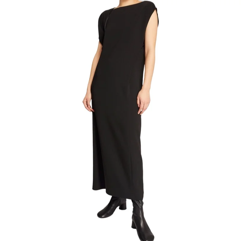 Asymmetric Design Luxurious Style 2024 Black Dress Slim Long Dress for Women