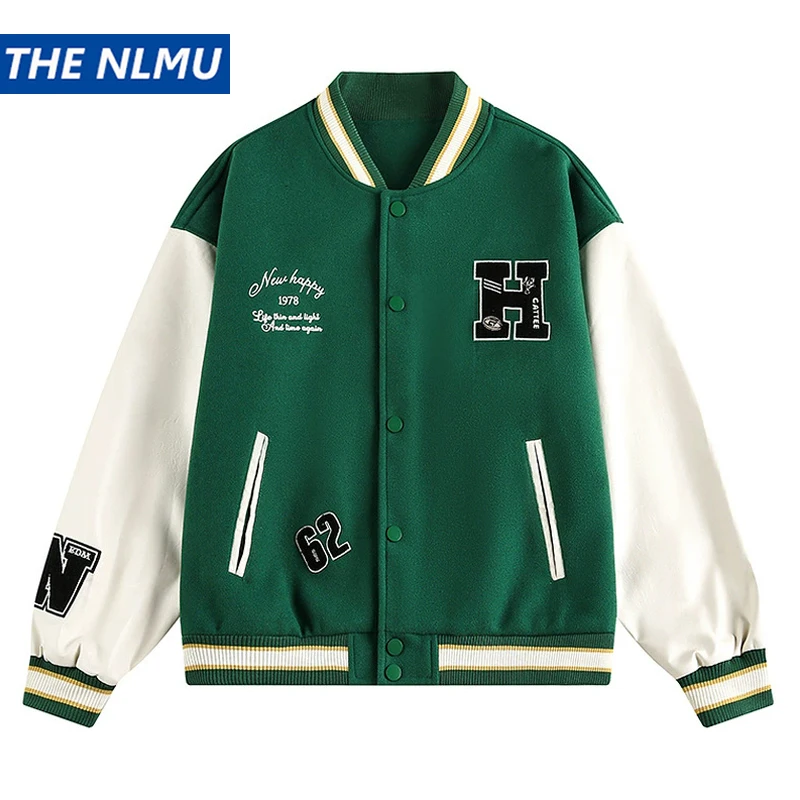 

Unisex Varsity Jacket Men Letter Embroidered Patchwork Baseball Jackets Mens Harajuku Streetwear Hip Hop Oversized Jacket