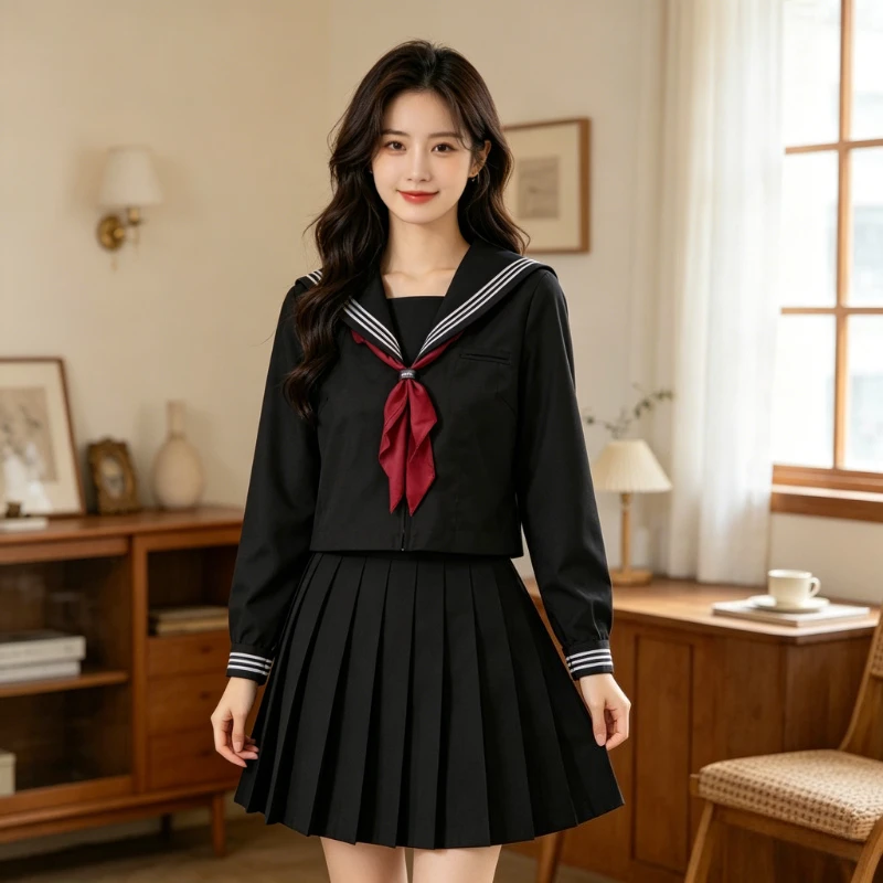 Curvy Friendly Original JK Sailor Uniform Set Basic Design Short Pleated Skirt Japanese Preppy Style Plus Size Option for School