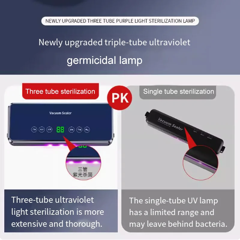 Vacuum sealing machine with purple light sterilization cutter food fresh-preservation machine high-power suction sealing machine
