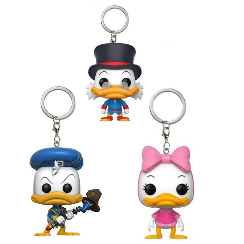 Duck Tales Donald Webby Scrooge Mcduck Pocket Keychain Cute Doll Vinyl Figure Key Chain Collection Model Toys Keyring