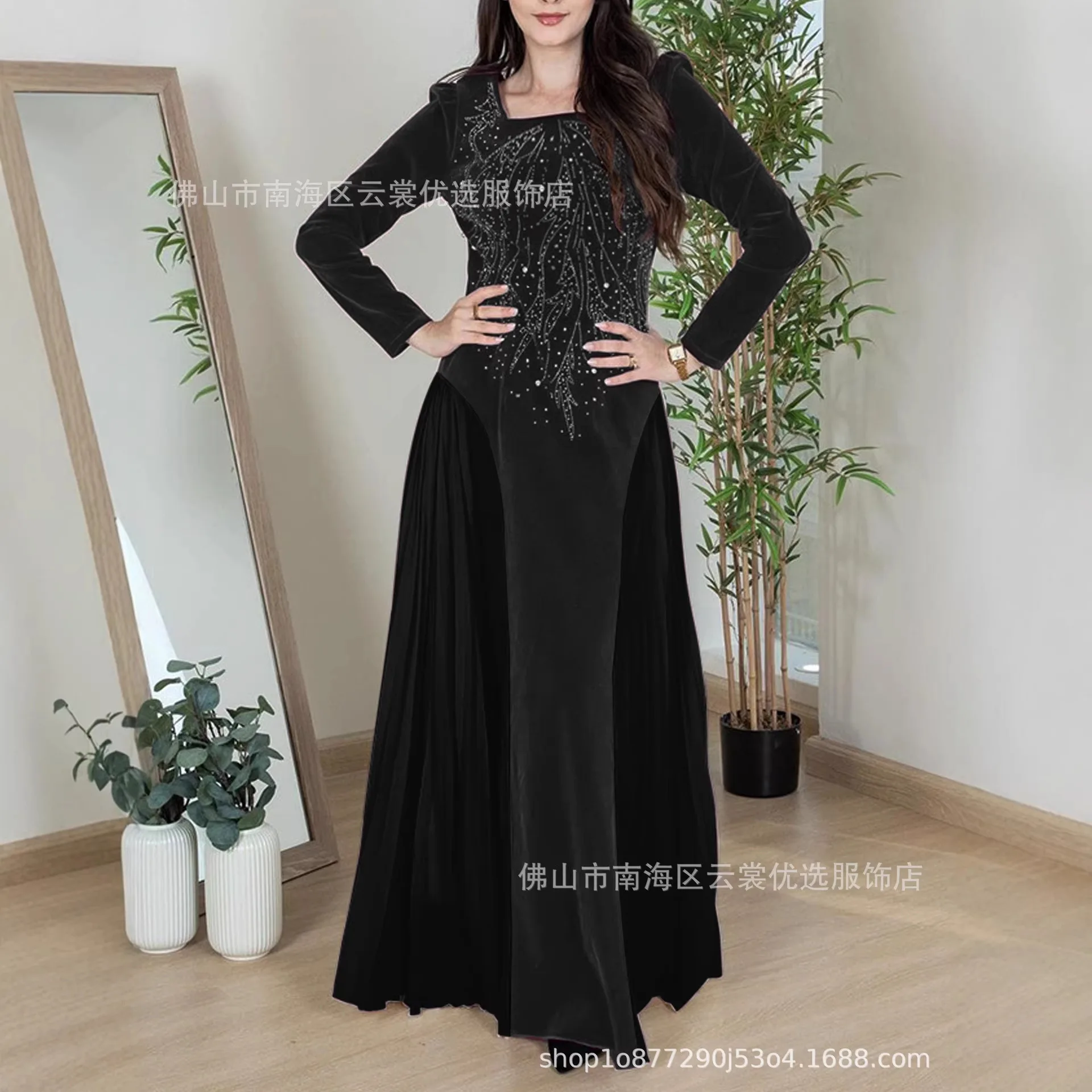 

Dress Women Eid Abaya Party Dresses Muslim Caftan Jalabiya Diamonds Vestidos Ramadan Morocco Dubai Abayas Kaftan Arab Long Robe