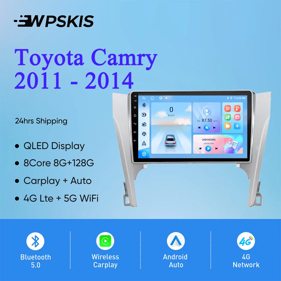 8Core 8G+128G Android 14 Car Radio Stereo HU For Toyota Camry 2011 - 2014 Auto GPS Navi DVD Cassette Carplay Auto Tape Recorder