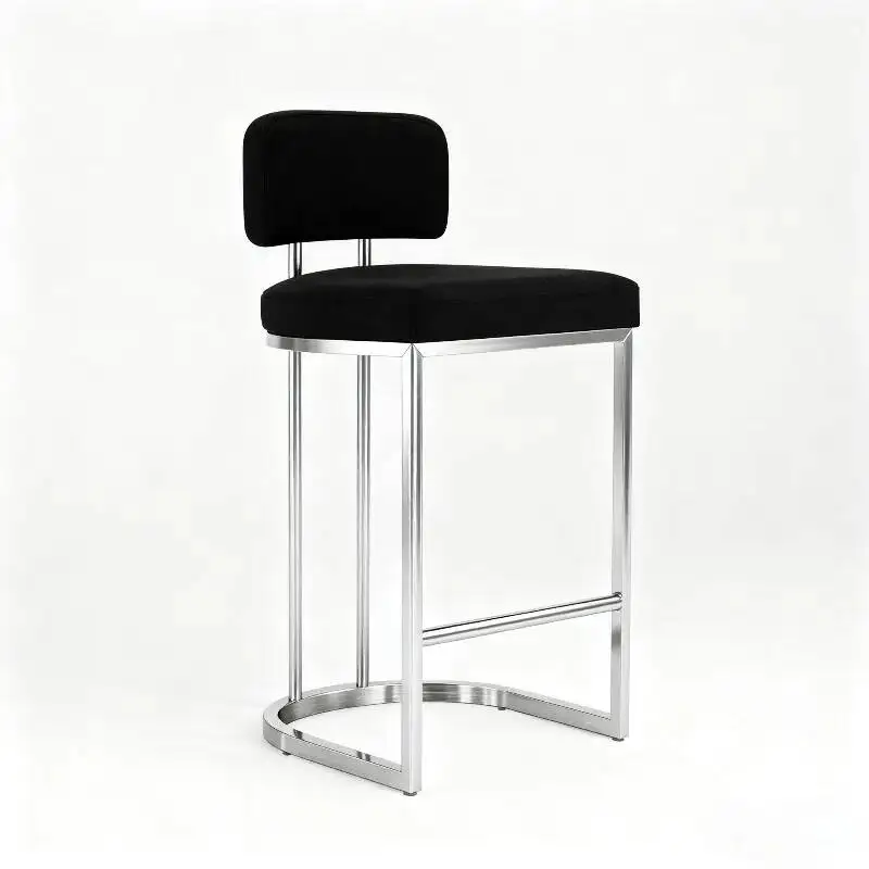 

Современный минималистичный барный стул из нержавеющей стали со спинкой, дизайнерский высокий стул для дома, кухонного острова, ресепшена, в скандинавском стиле