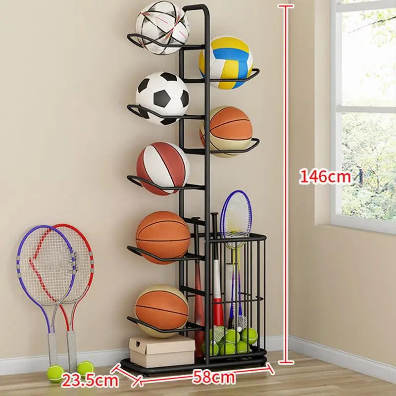 Basketball Organizer Vertical Ball Holder For Garage Multilayer Metal Storage Rack Garage Ball Holder Garage Organizer