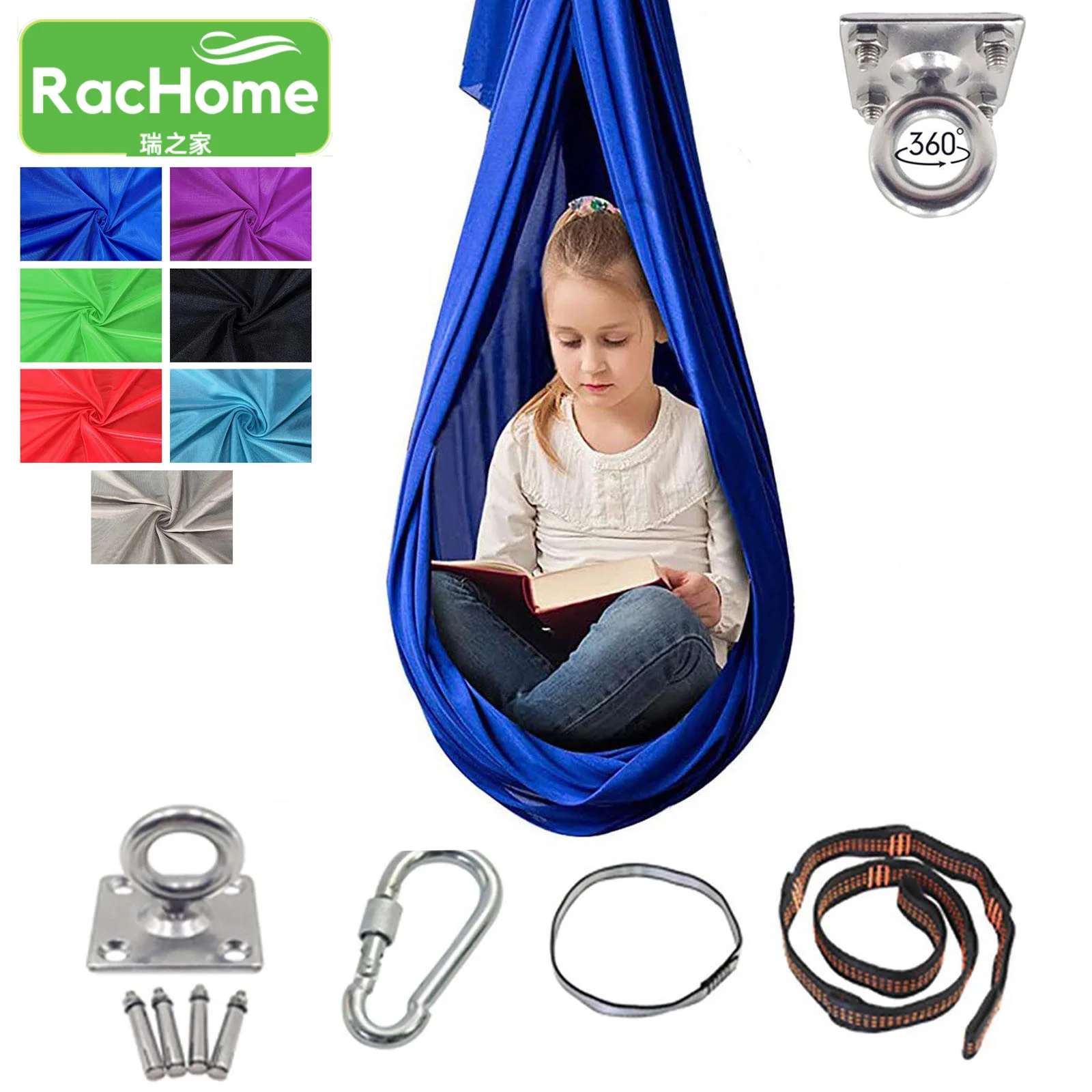 Child Therapy Elastic Parcel Steady Seat Swing Hammock Kids Swing Hammock Cotton Autism Adhd Add Therapy Cuddle Up Sensory Swing