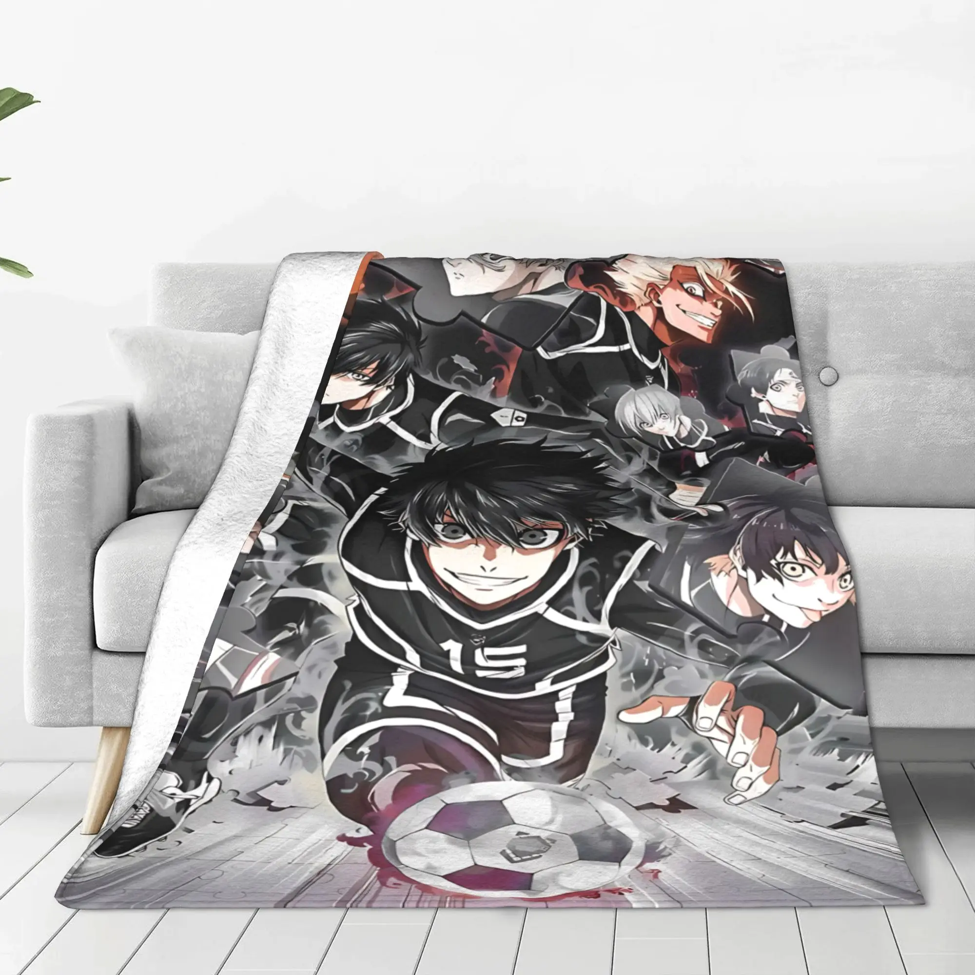 1PC home Cutecore Blue Lock Football Anime  Blanket Super Cosy Plush Home Living Room Sofa halloween