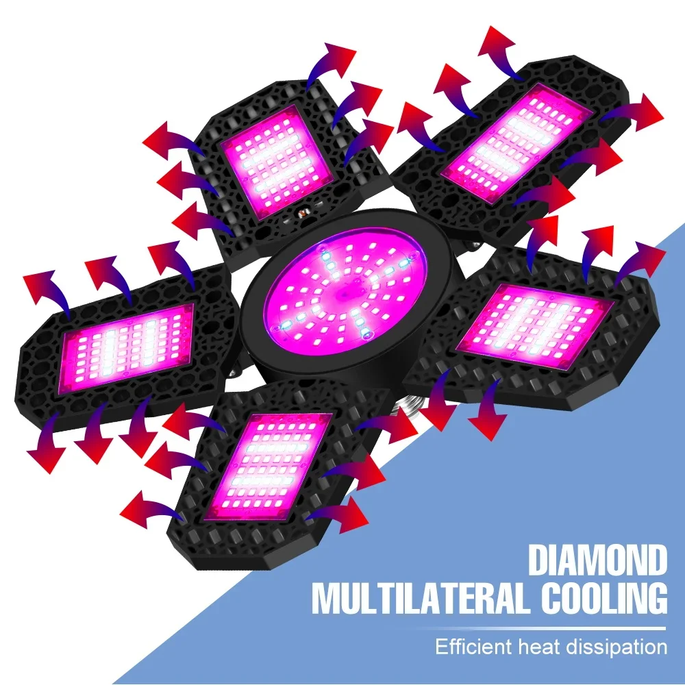 300W Full Spectrum Grow Lamp Foldable LED Plant Fill Light E27/E26 Greenhouse Tent Flower Vegs Hydroponics Cultivation Lighting