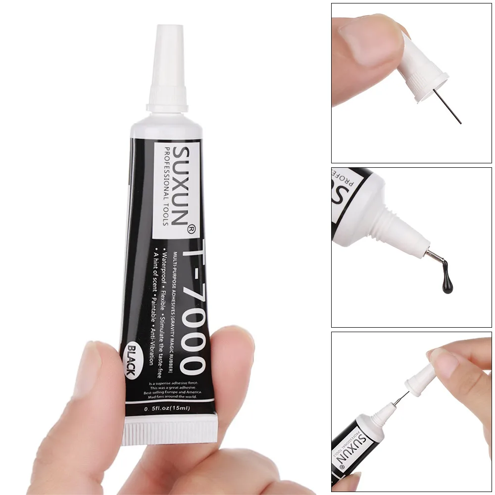 T7000 15ml กาวมัลติฟังก์ชั่น DIY โทรศัพท์มือถือหน้าจอกรอบอีพ็อกซี่ Sealant Super Black Liquid กาว T-7000 เล็บ