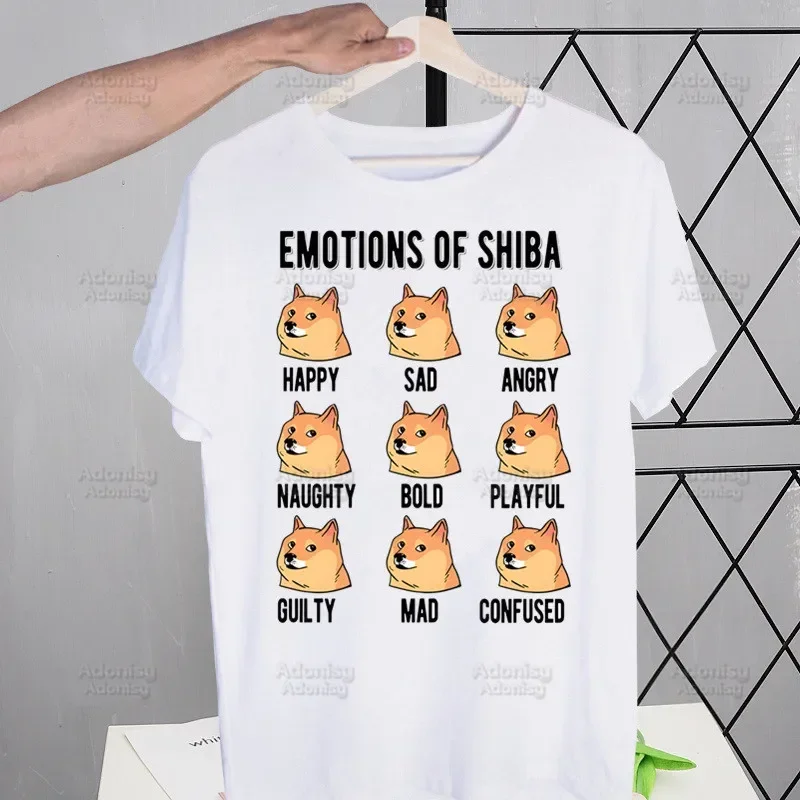 

Шиба-ину, японские мужские футболки в стиле Харадзюку, футболки, топы, дизайн, футболка с короткими рукавами, эстетичная аниме-футболка
