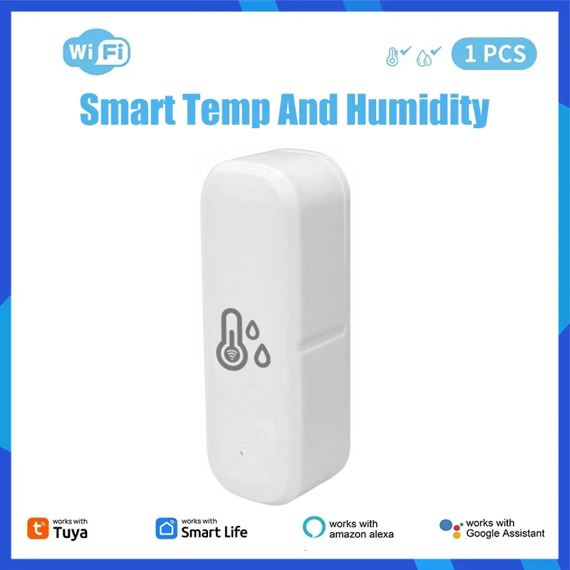 

Умный Wi-Fi датчик температуры и влажности Tuya, датчик умного дома, мониторинг через приложение, работа с Google Home SmartLife Alexa