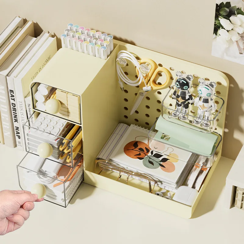 Perforierte Aufbewahrungsbox für Schreibtisch, Schminktisch, Kosmetiksortierung, Schreibtisch-Organizer für Studenten, Mehrzweck-Organizer