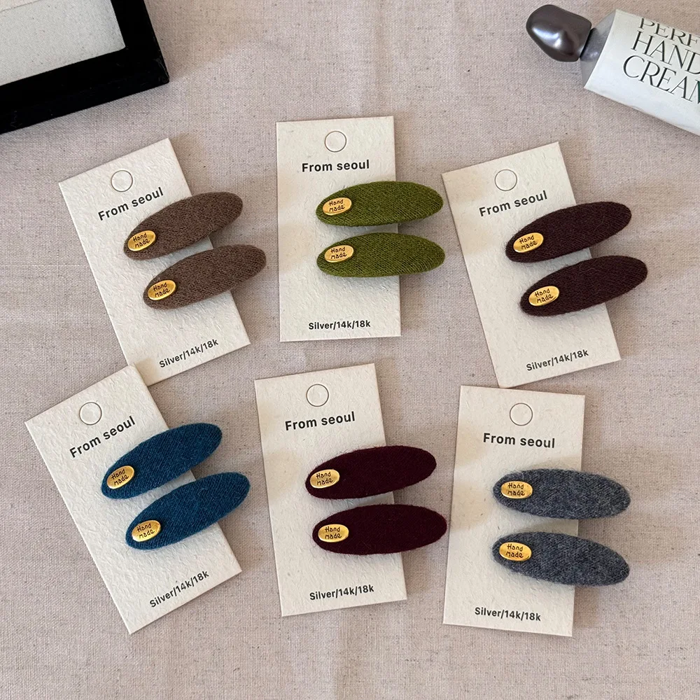 Retro Gold Label Tweed Hair Clip for Women, Stylish French Minimalist Side Bang Accessory