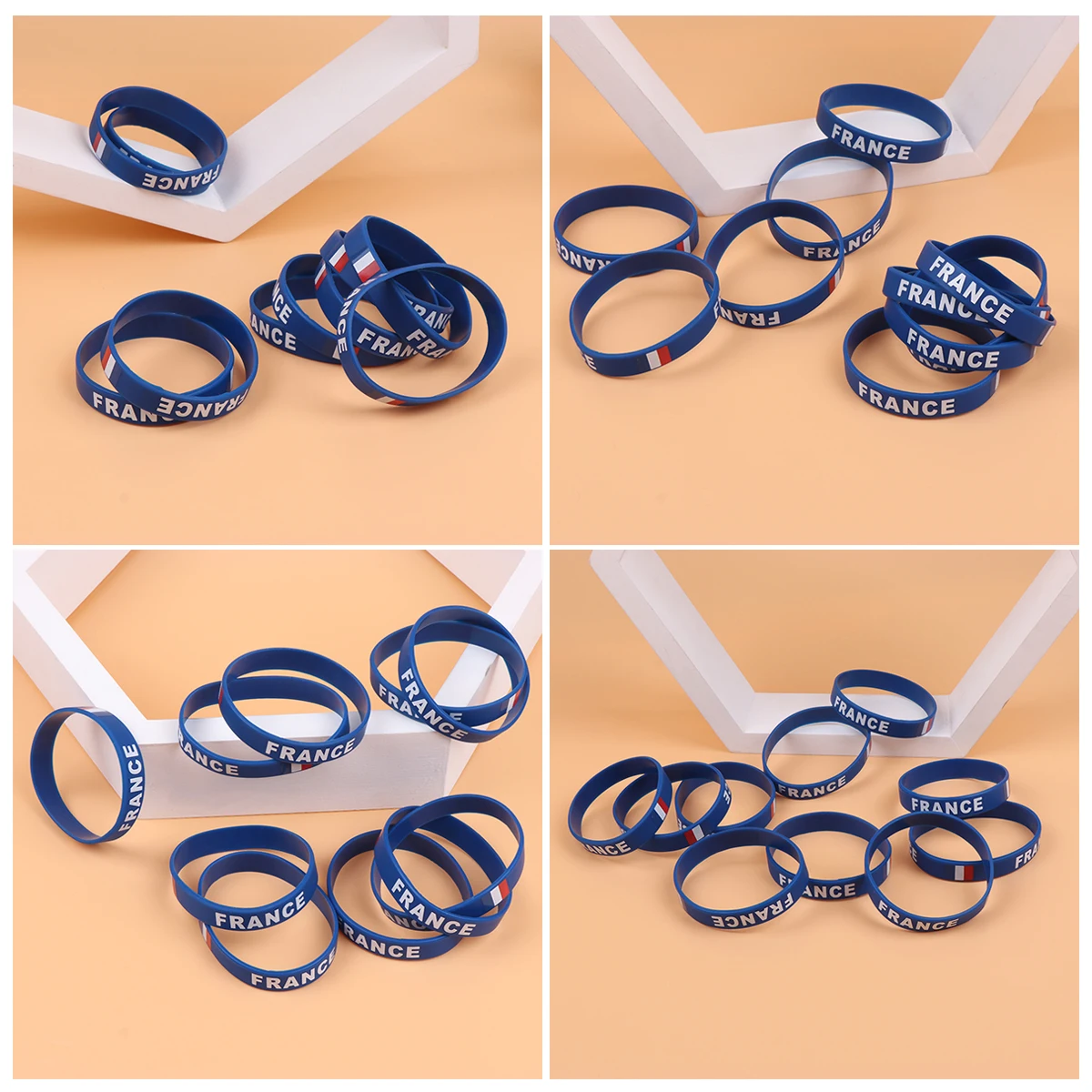 

10 pcs National Flag Silicone Wristbands Durable Sport Event Bracelet For Racing Patriotic Decorative Country Wristband
