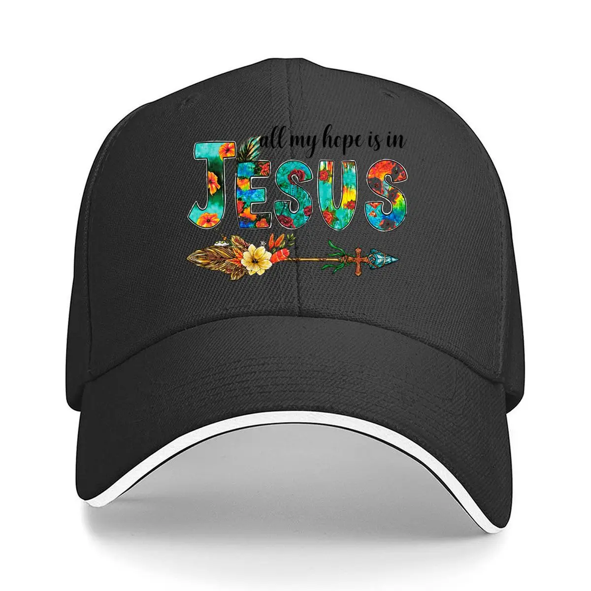 All My Hope Is In Jesus Floral Arrow Cross Hip Hop hat Fashion Outdoor Sports Sandwich Baseball Cap