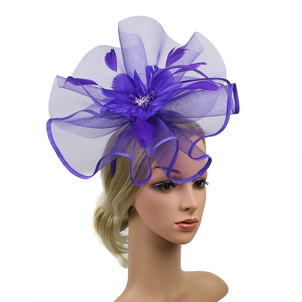 

1pc Creative Big Flower Headband Party Headwear Cocktail Hat Feast Headdress for Lady Women (Purple)