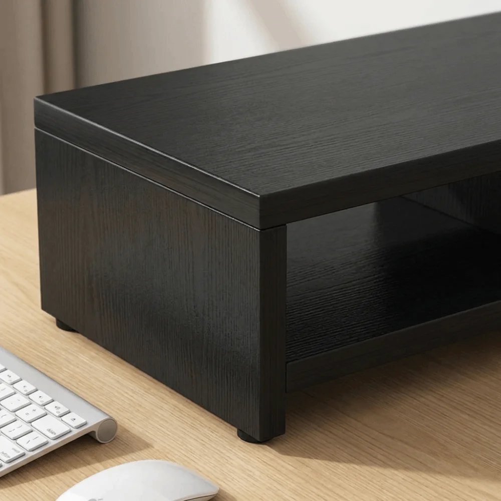 With Drawer Monitor Stand Riser Stable Support Simple Design Desktop Computer Shelf Storage Functions Sturdy Structure
