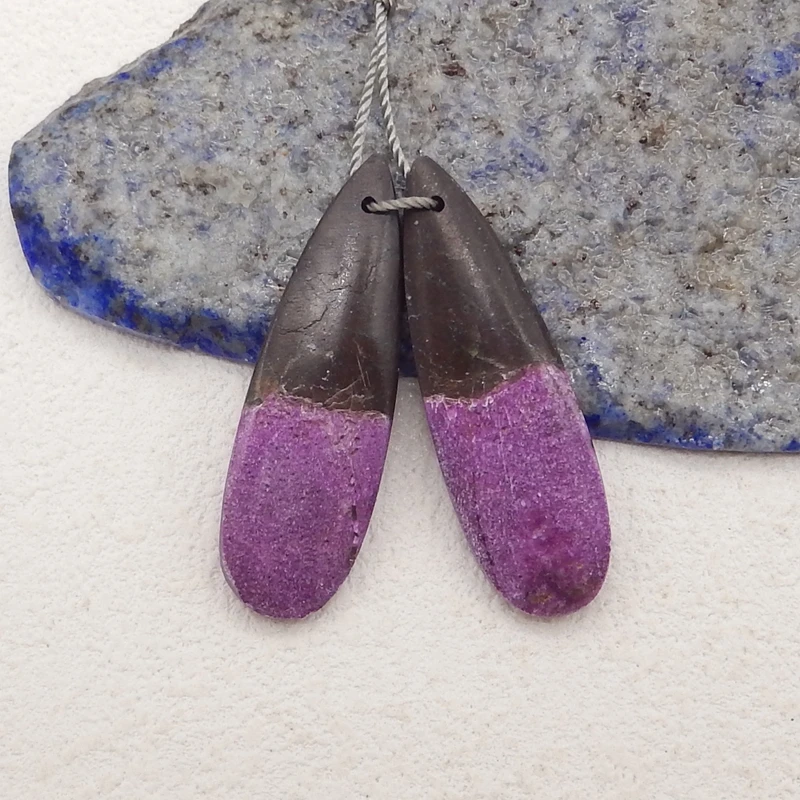 

Natural Stone Water Drop Earrings For Women Handmade African Purple Stone Statement Earrings Party Gifts DIY Jewelry36x12x4mm 4g