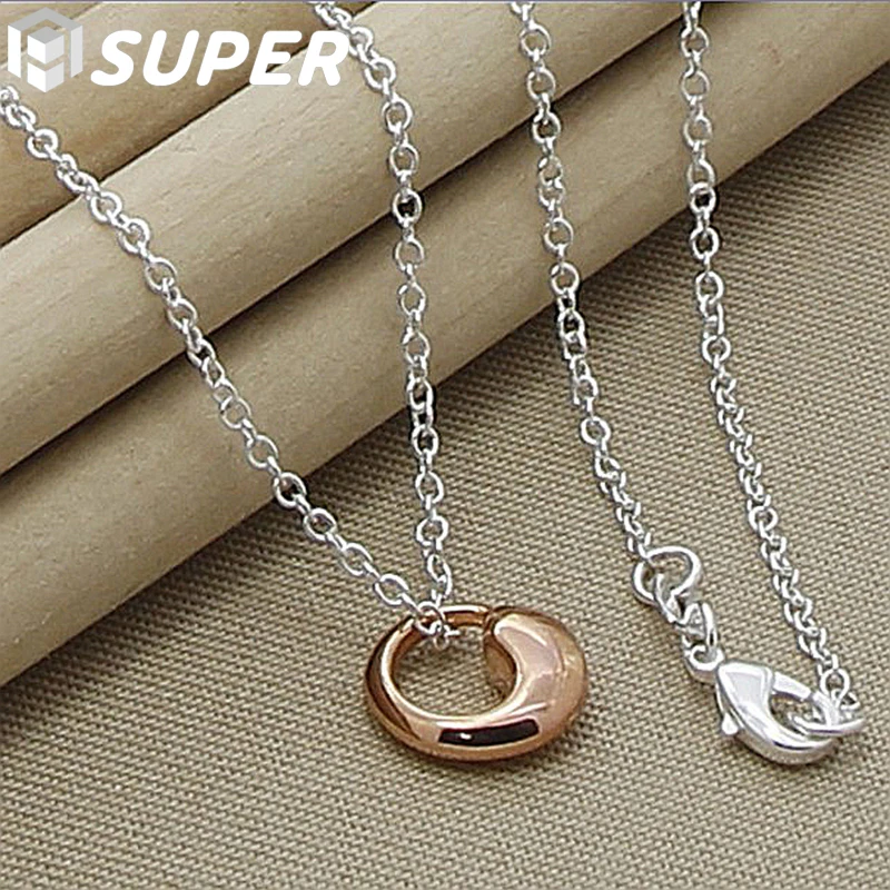 

925 Sterling Silver Rose Gold Water Droplets Pendant Necklace 16-30 Inch Chain For Women Wedding Charm Jewelry