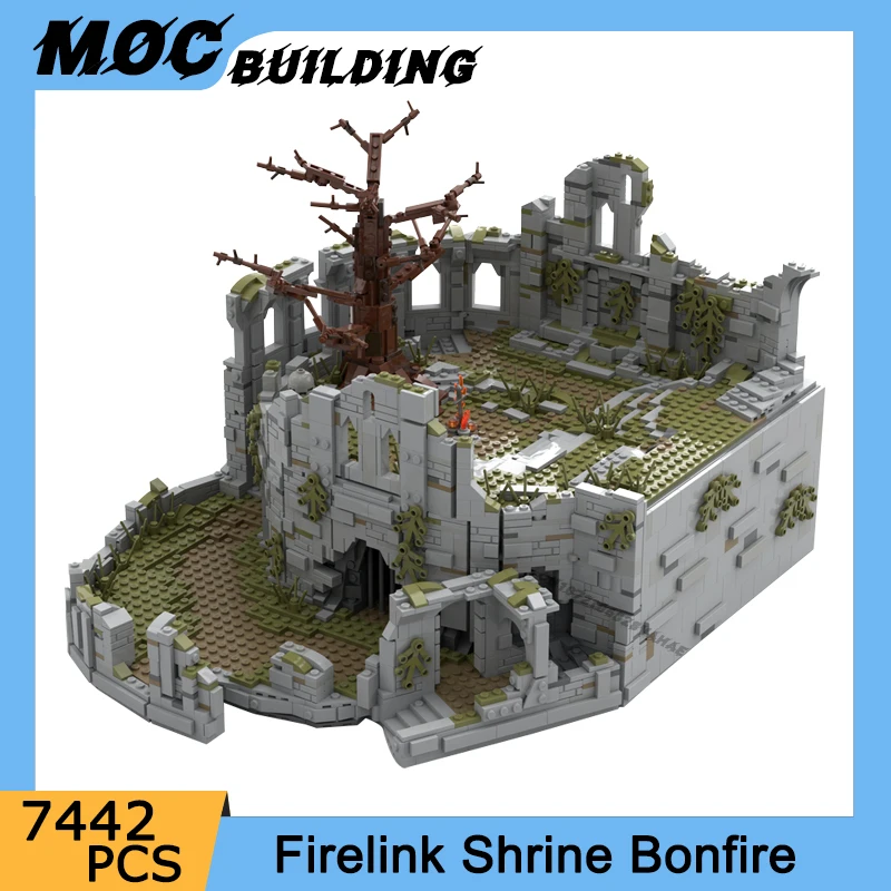 MOC Famous Game Scene Firelink Shrine Bonfire Model Building Blocks  Iconic Street View Architecture Bricks Creative Toys Gifts