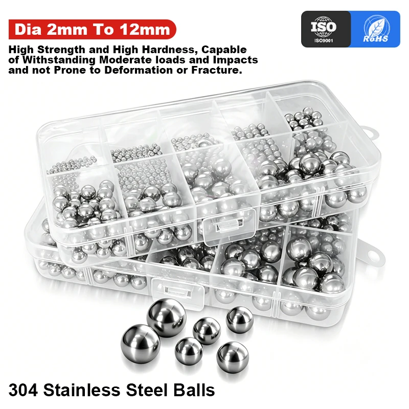 

High Precision 304 Stainless Steel Roller Balls Metric Imperial Standard Solid Bearing Beads Dia 2mm-10mm Loose & Assortment Set