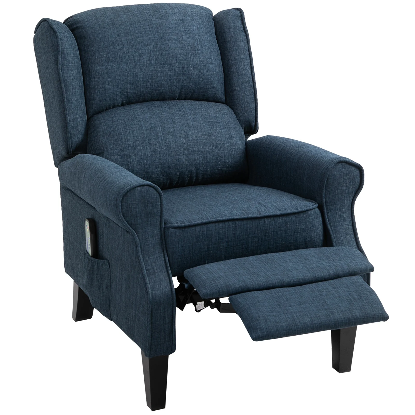 Vibration Massage Recliner Chair for Living Room with Heat, Wingback Single Sofa, Dark Blue