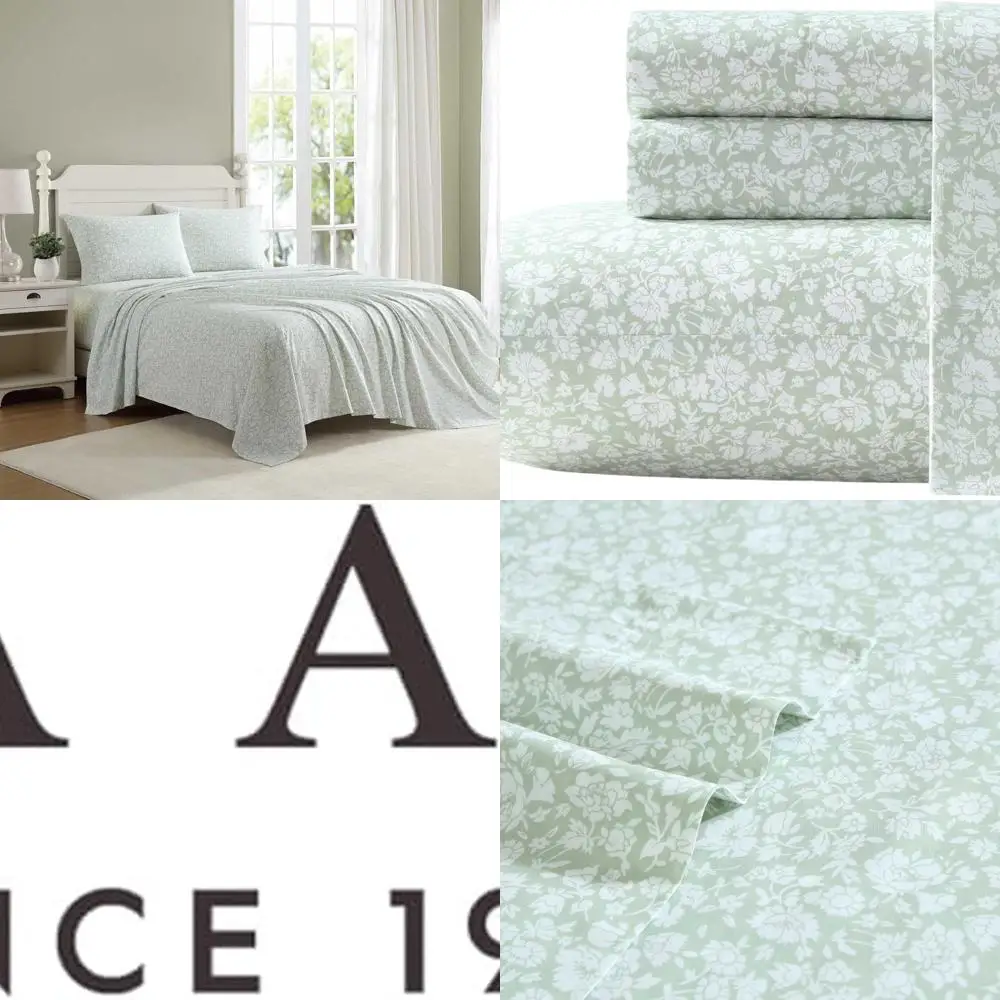 

Простыни из хлопка Percale — легкий, дышащий комплект постельного белья в гостиной Ditzy Green, королевский размер