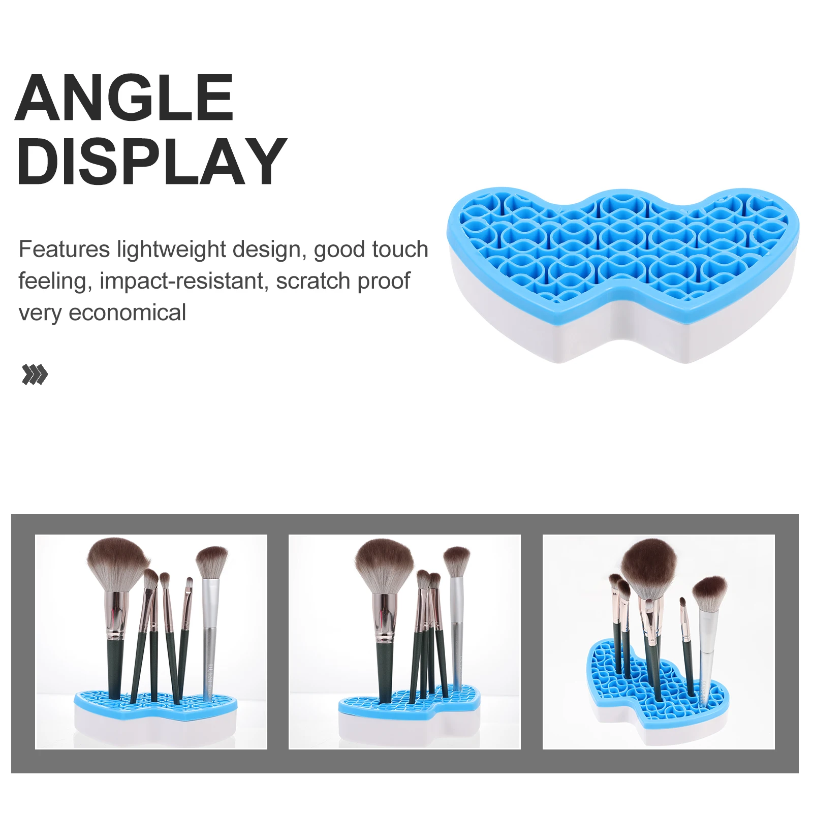 

Makeup Brush Storage Box Silicone Organizer Rack for Brushes Lipstick Eyebrow Pens Desk Vanity Office Bathroom