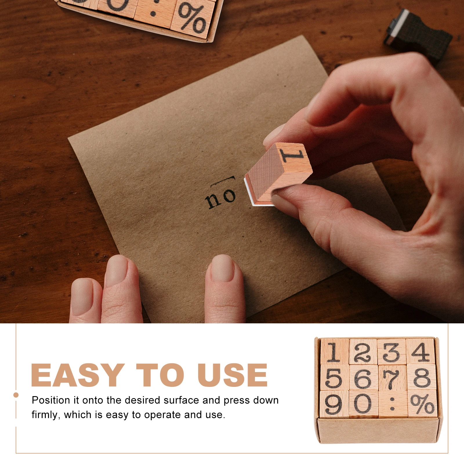 

Wooden Stamps Set Number Stamp Tool Postcard Scrapbooking Retro Wood Handle Kids Letter Journaling Decorative Craft Household