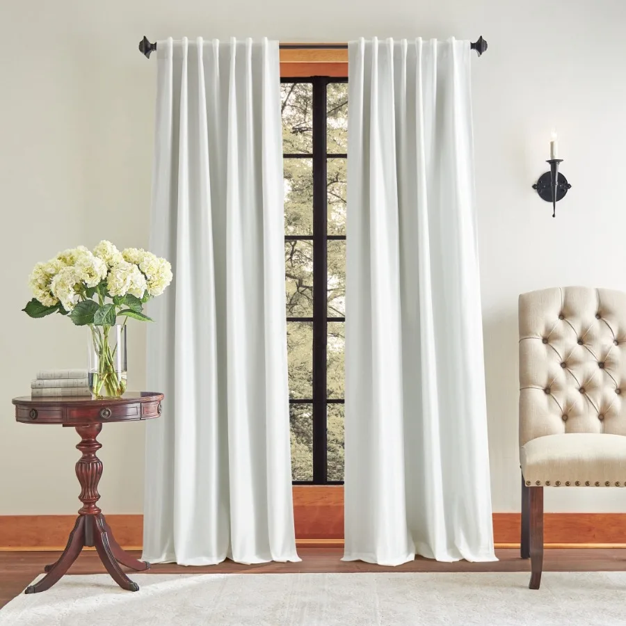 

Spellbound Curtain Panel Pair White Pole Top Back Tab Black out Indoor Adult 2 Piece Set 50" x 84"