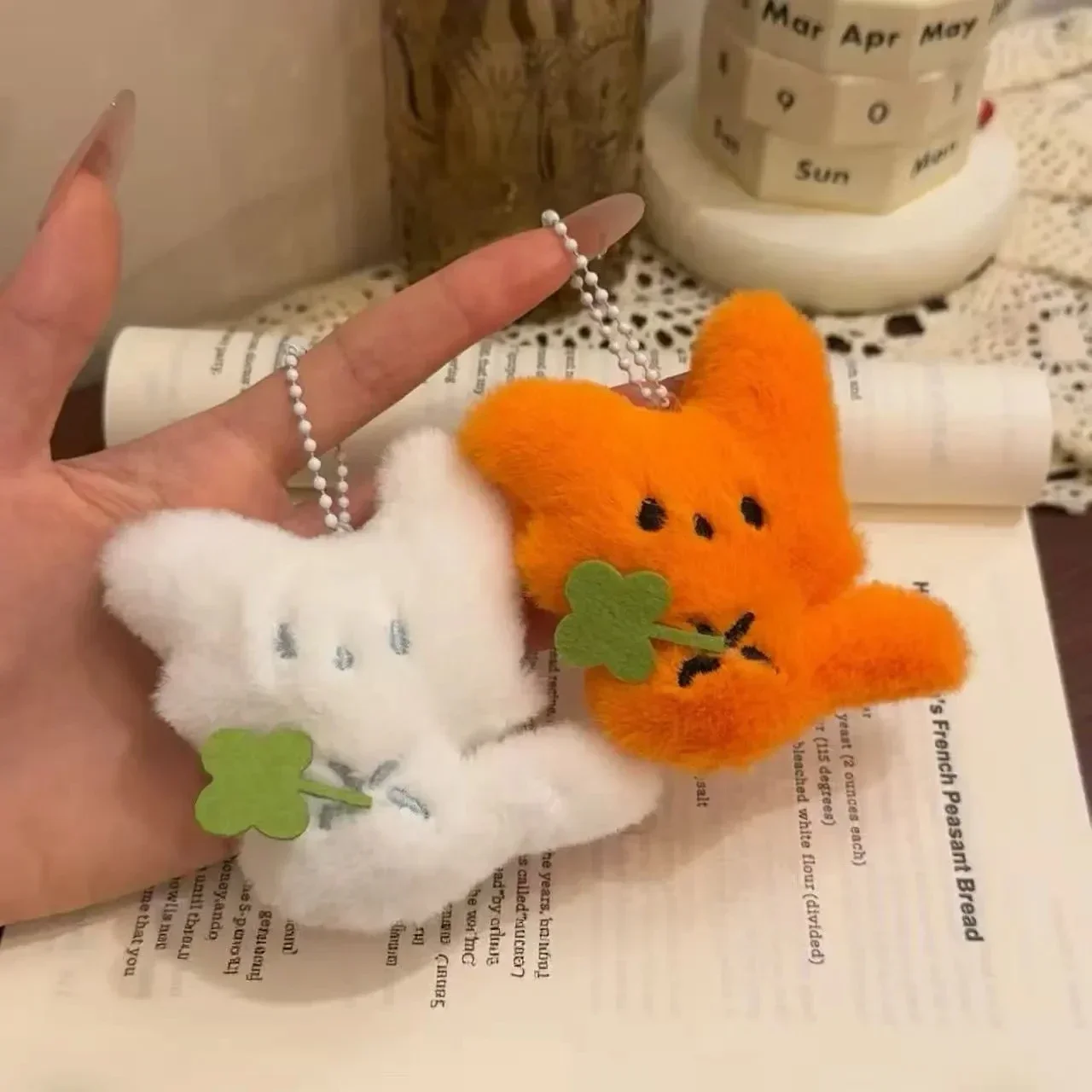 1/2pcs Cute Fox Plush Toy Keychain Girls Fluffy Soft Cute Backpack Bag Pendant Practical Animal Keychain Charms Keychains Gifts