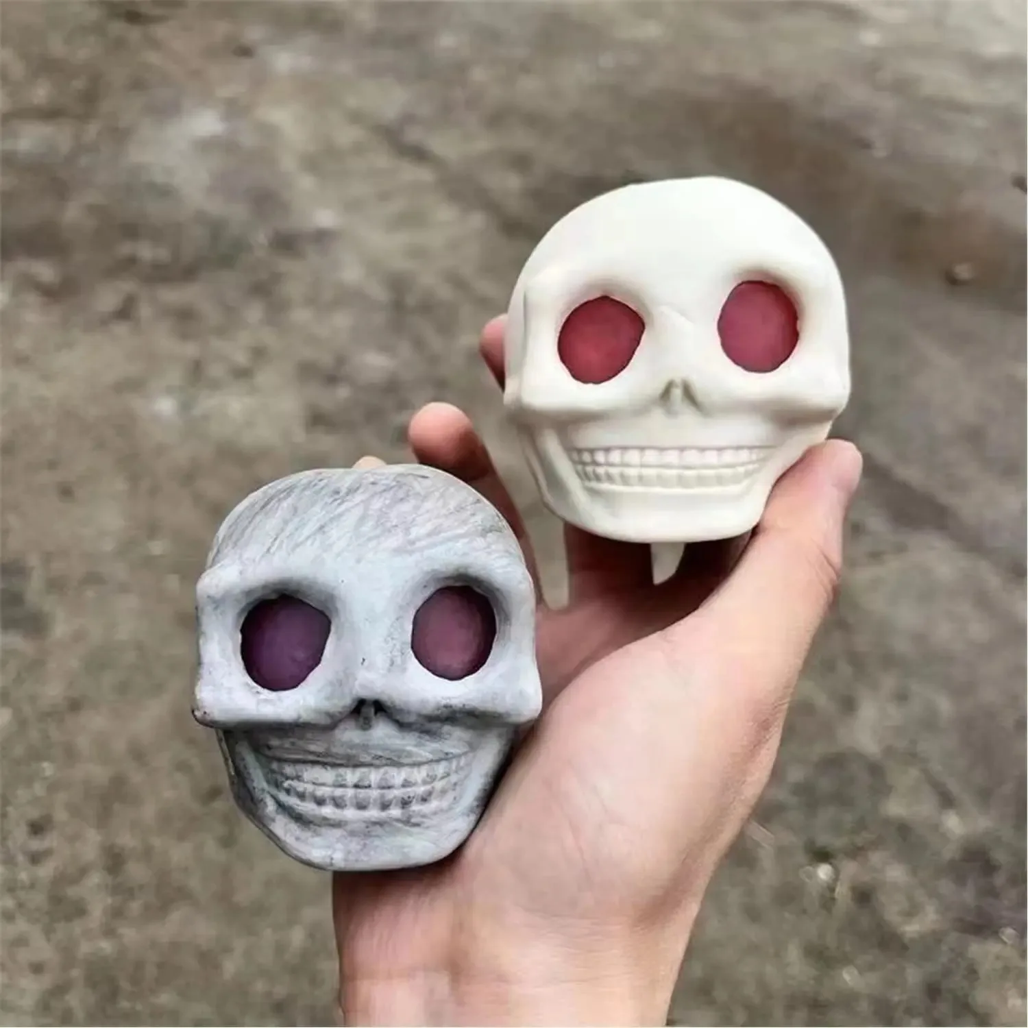 Funny Gothic Squeeze Skull Toys Squishy Horror Skull Stress Relief Vent Kneading Decompression Toy Funny Halloween Toys Gift