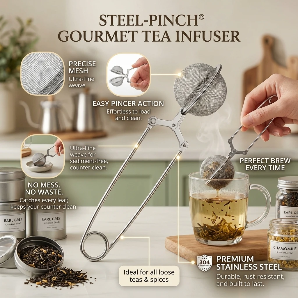 Reusable Steel Tea Infuser Sphere Mesh TeaStrainer Kitchen Handle Filter Spice Gadget Diffuser Anti-scald Coffee