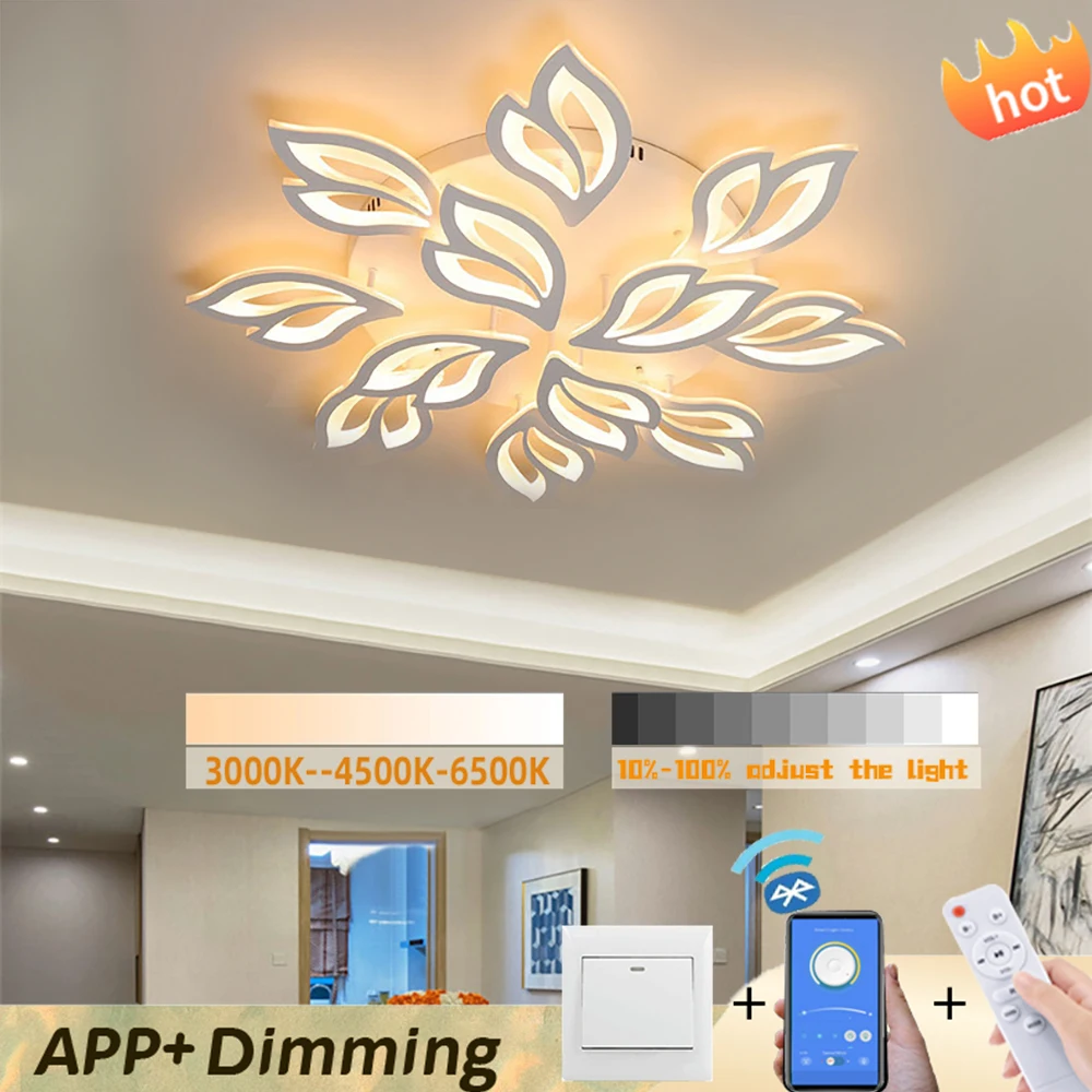 

Indoor dimming LED chandelier,living room ceiling chandelier, bedroom LED ceiling light, modern ceiling light APP remote dimming