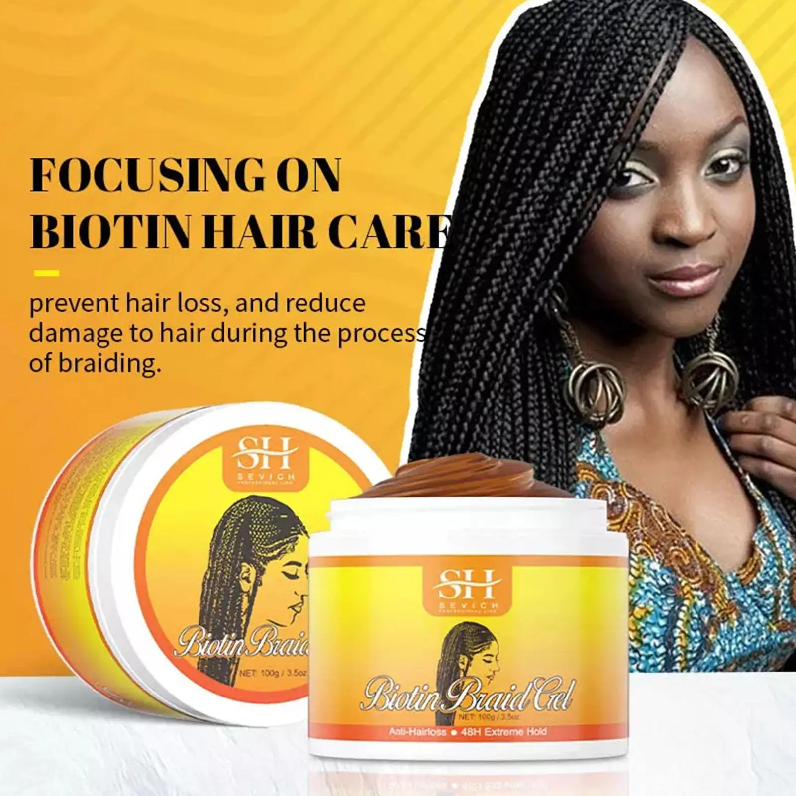 African Hair Styling Braiding Gel Edges Control Hair Hair Traction Wax Care Cream Break Biotin Anti Hair Alopecia Shaping H7B9