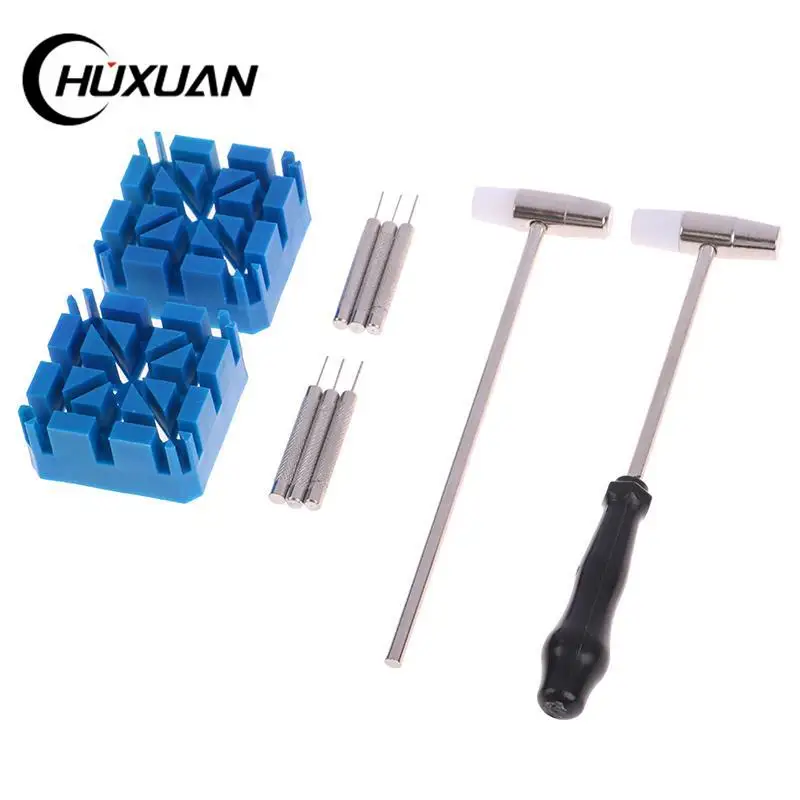 5pcs/set Durable Watch Band Link Remover Repair Tool Kit Set Hammer +Watch Band Holder+3*Punch Pins Herramientas Relojero